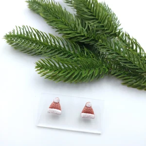 Polymer clay earrings winter hat stud